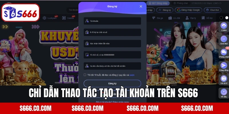 Chỉ dẫn thao tác tạo tài khoản trên S666Chỉ dẫn thao tác tạo tài khoản trên S666